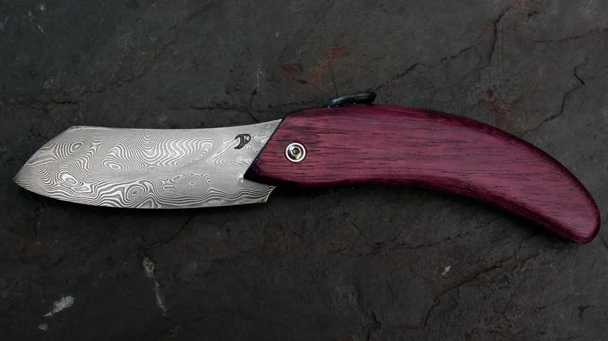 Image de présentation du la création Couteau pliant forgé en DAMAS - version "little santoku"